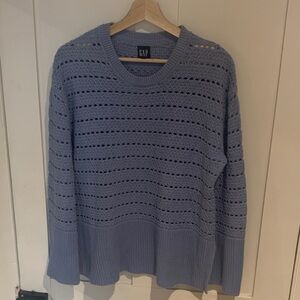 GAP periwinkle blue Open-Stitch Crewneck Sweater